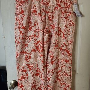Coldwater Creek Ivy Daisy Paisley Pants in Orange and White